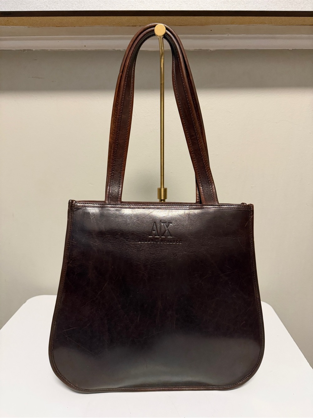 Armani Exchange Handbag Vintage Brown Leather Shoulder Bag